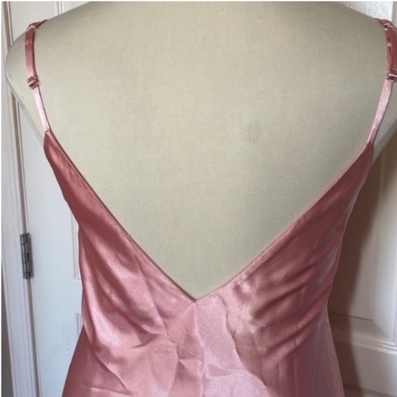 Vintage Jones NY Slip Dress Mini Nighty Pink Silky Satin Barbie Cutout Back Bows - Picture 12 of 16